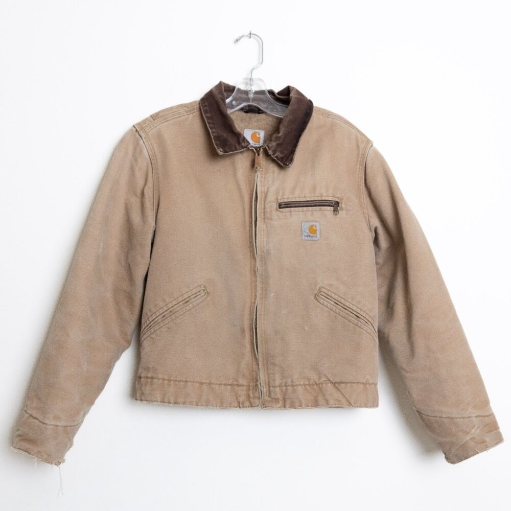 Vintage Carhartt Jacket Detroit Blanket Canvas Lined Workwear WJ097 Camel Brown - Picture 1 of 12